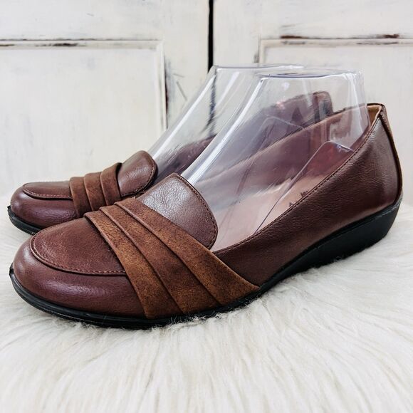 LifeStride Velocity Brown Vegan Leather Memory Foam Comfort Dress Shoes - 8M - Picture 1 of 8